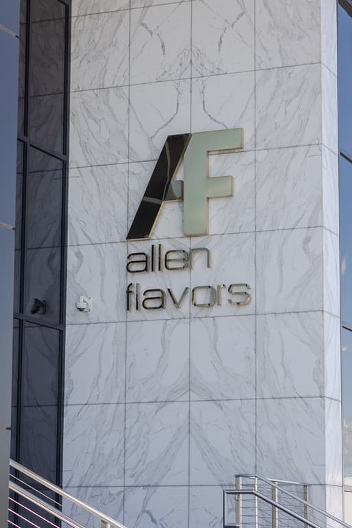 Allen Flavors signage on the headquarters facade
