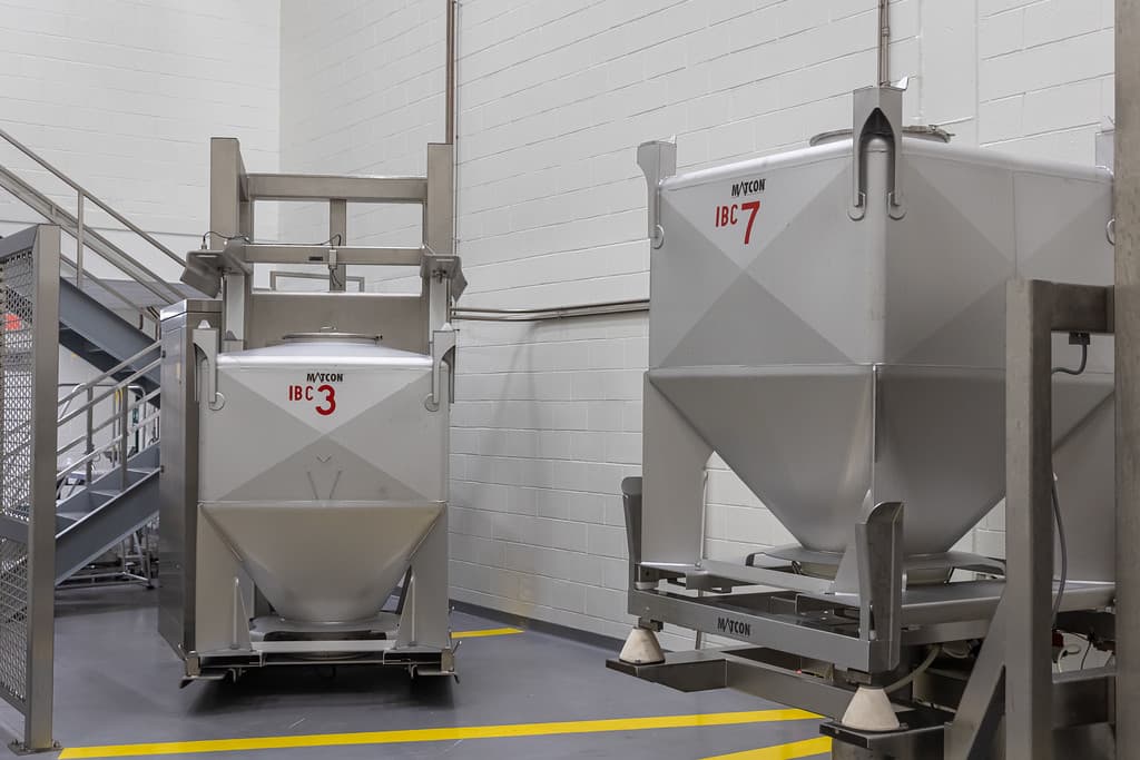 Dry blending equipment on the production floor